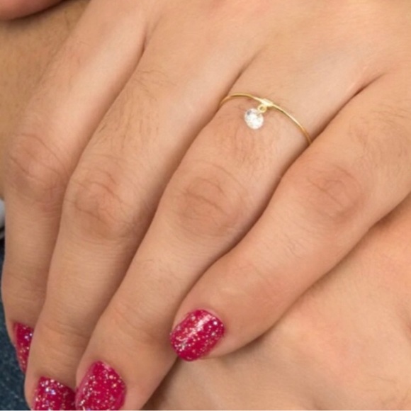 Dainty Thin Band Cubic Zirconia Dangle-NWT -only size 7-Boutique - Picture 2 of 6